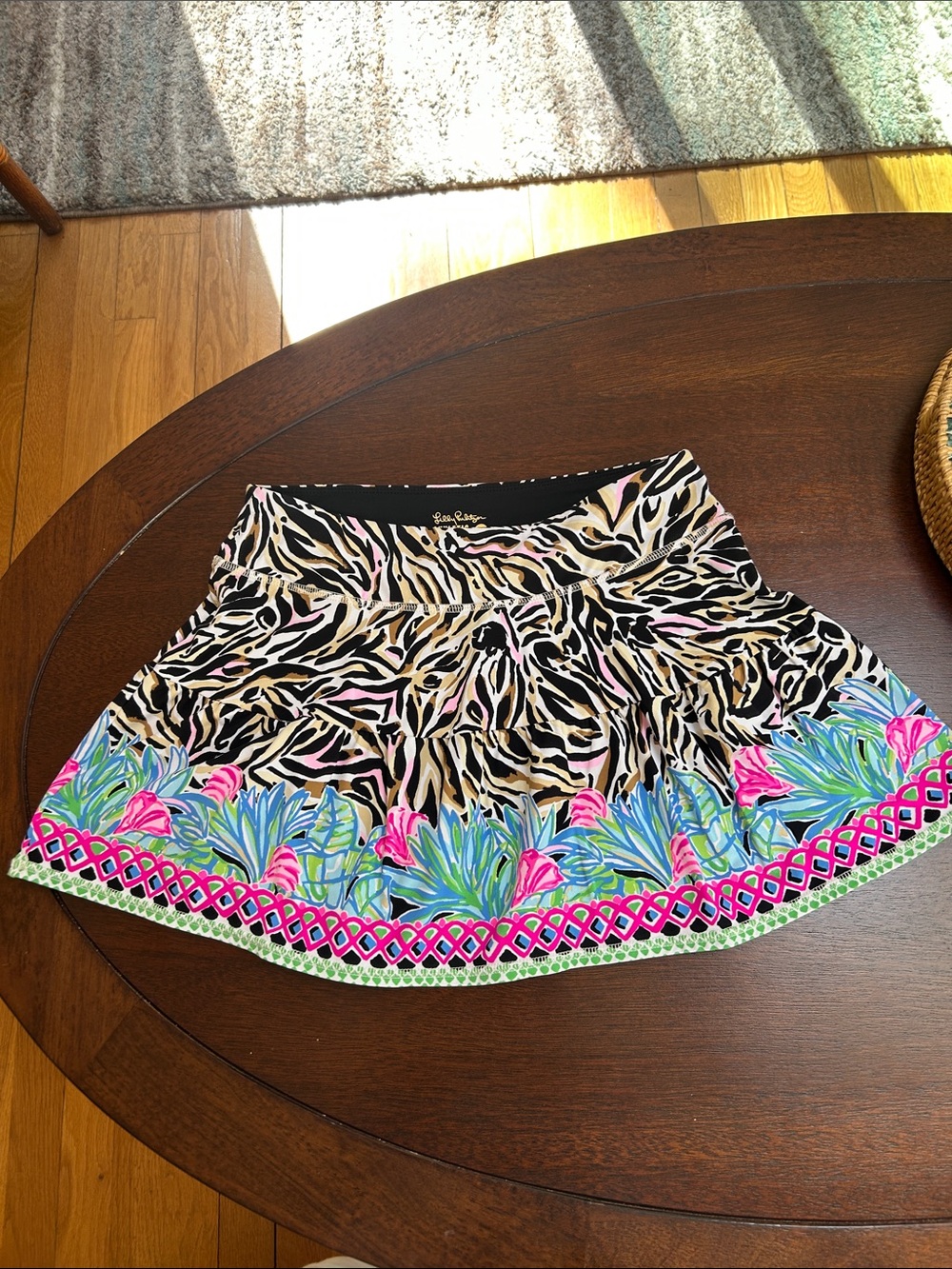 Lilly Pulitzer Black, Pink & Blue Tropical Zebra Skater Skirt